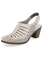 Kožené sandále na podpätku Rieker W RKR49B beige Kožené sandále na podpätku Rieker W RKR49B beige