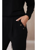 Bavlnená súprava s ozdobnými gombíkmi čierna