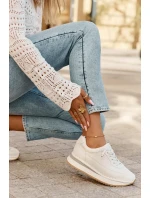 Skórzane Sneakersy Damskie Na Platformie Big Star RR274A333 Białe