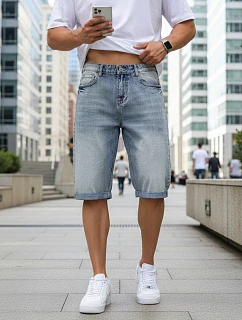 Pánske modré džínsové šortky FashionStreet SX2583