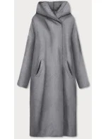 Dlhý sivý prehoz cez oblečenie s kapucňou (B6010-9)