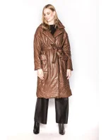 Hnedá oversize bunda z ekologickej kože (AG1-J9080)