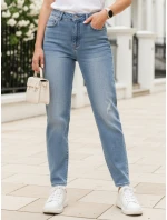 Dámske džínsy mom fit s odretou modrou FashionStreet UY2862