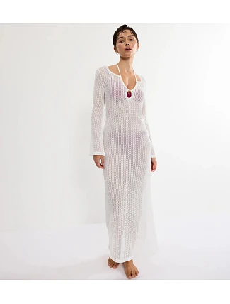 BEACH MYWEAR - Háčkované maxi šaty so šnurovaním a zlatými korálkami Triumph BEACH MYWEAR - Háčkované maxi šaty so šnurovaním a zlatými korálkami Triumph