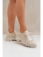 Sneakersy Buty Sportowe Na Platformie CheBello 4632 Złote