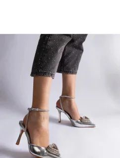 Dámske lodičky na podpätku H8-550 / 207201 Silver - Joia