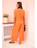 Viskózový set plisovaná blúzka + nohavice Oranžová Viskózový set plisovaná blúzka + nohavice Oranžová