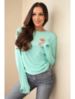 Dámska pruhovaná blúzka s volánom na boku mätová