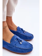 Klasyczne Zamszowe Mokasyny Niebieskie Good Time