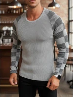 Pánsky sveter ecru cez hlavu FashionStreet WX1636 Pánsky sveter ecru cez hlavu FashionStreet WX1636