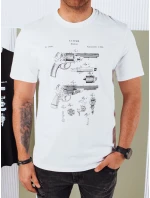 Pánske bavlnené tričko s potlačou biele FashionStreet RX5429 Pánske bavlnené tričko s potlačou biele FashionStreet RX5429