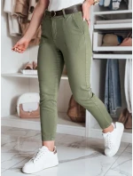 Dámske bavlnené nohavice slim fit s opaskom TAIRONIK khaki FashionStreet UY2547 Dámske bavlnené nohavice slim fit s opaskom TAIRONIK khaki FashionStreet UY2547