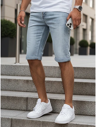 pánske džínsové šortky s lemom modré FashionStreet SX2615