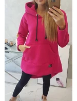 Zateplená mikina s dlhým chrbtom a kapucňou fuchsiová Zateplená mikina s dlhým chrbtom a kapucňou fuchsiová