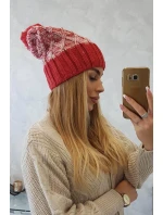 Milano fleecová čiapka K203 ecru melange+red
