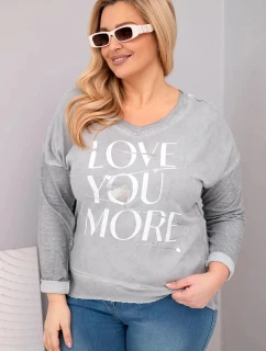 Dámske Plus veľkosť blúzka s potlačou Love You More Grey