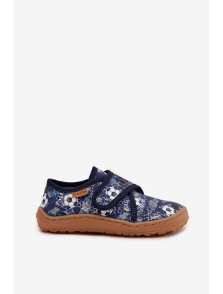 Dětské domácí boty pro kluky na suchý zip Barefoot Froddo G1700438-6 tmavě modré