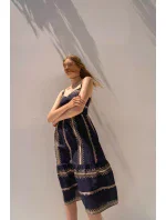 Dámske šaty 16501 Tmavomodré s béžovým vzorom - Vamp Dámske šaty 16501 Tmavomodré s béžovým vzorom - Vamp