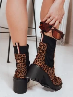 Dámske semišové čižmy s leopardím vzorom v hnedej farbe FashionStreet ZY1260