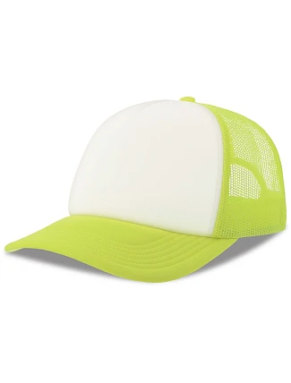 Atlantis Headwear Rapper-S 5-panelová truckerová čiapka 33.0262 biela/žltá fluo Atlantis Headwear Rapper-S 5-panelová truckerová čiapka 33.0262 biela/žltá fluo