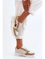 Sneakersy Damskie Na Platformie Beżowe Zeparine