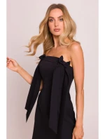 M851 Šaty na ramienka s mašľami - čierne
