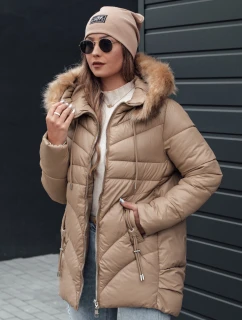 Dámska zimná bunda MELOMA prešívaná s kapucňou béžová FashionStreet TY4712