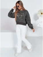 Dámska krátka nadrozmerná mikina s kapucňou s motívom kravaty DENVIS graphite FashionStreet BY1422 Dámska krátka nadrozmerná mikina s kapucňou s motívom kravaty DENVIS graphite FashionStreet BY1422