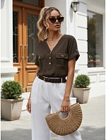 Dámska ležérna blúzka z lyocellu, hnedá, FashionStreet RY2928