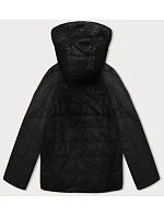 Dámska krátka voľná bunda s melanžovými rukávmi Vaston black-melange (F-23962#) Dámska krátka voľná bunda s melanžovými rukávmi Vaston black-melange (F-23962#)