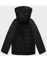 Dámska krátka voľná bunda s melanžovými rukávmi Vaston black-melange (F-23962#)