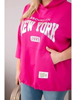 Dámska mikina Plus Size s kapucňou a klokaním vreckom fuchsiová Dámska mikina Plus Size s kapucňou a klokaním vreckom fuchsiová