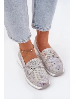 Zamszowe Półbuty Ze Skóry Naturalnej Na Platformie Artiker 56C2104 Szare