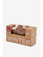 Dámské pantofle s ozdobami a přezkou vyhřívané kožešinou hnědé Thalora