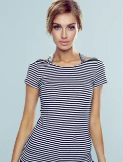 Meg pruhované tričko bielo-čierne - Eldar