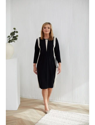 Denné šaty M401 čierno-béžové - La Aurora