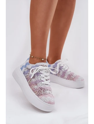 Sneakersy Damskie Na Platformie Z Szydełkową Cholewką Multikolor Mirietto
