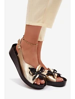 Kožené dámské sandály s ozdobou S.Barski KV61-6045 Zlaté