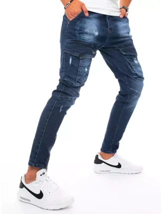 Pánske bojové džínsové nohavice tmavomodré FashionStreet UX3292