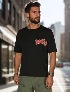 Pánske tričko s potlačou čierne FashionStreet RX5645