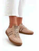 Zazoo N1068 Zamszowe Niskie Sneakersy Damskie Beżowe