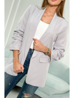 Elegantné sako s klopami v sivej farbe