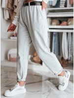 Dámske nohavice chinos s opaskom svetlo šedé FashionStreet UY2553