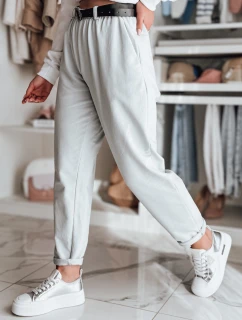 Dámske nohavice chinos s opaskom svetlo šedé FashionStreet UY2553