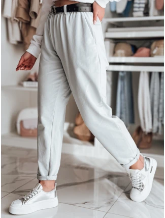 Dámske nohavice chinos s opaskom svetlo šedé FashionStreet UY2553