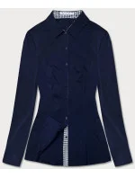 Tmavomodrá blúzka s pepitovými vsadkami (WD16113) Tmavomodrá blúzka s pepitovými vsadkami (WD16113)