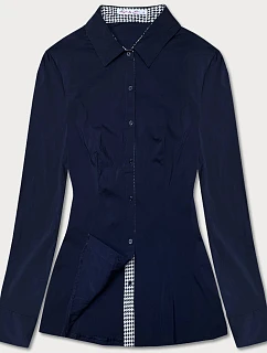 Blúzka s peplum vsadkami tmavomodrá (WD16113)