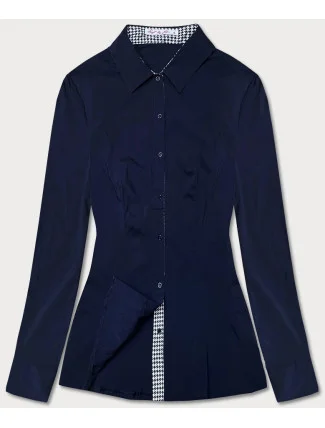 Tmavomodrá blúzka s pepitovými vsadkami (WD16113) Tmavomodrá blúzka s pepitovými vsadkami (WD16113)