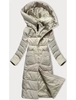 Dámska prešívaná dlhá zimná bunda Libland light beige (7767)
