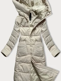 Dámska prešívaná dlhá zimná bunda Libland light beige (7767)